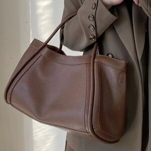 Elegant Brown Faux Leather Tote Bag